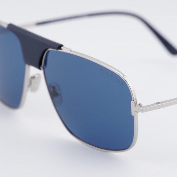 Tom Ford Tex FT1096 16V Sunglasses Palladium Aviator Frame, Blue Lenses - Picture 7 of 10